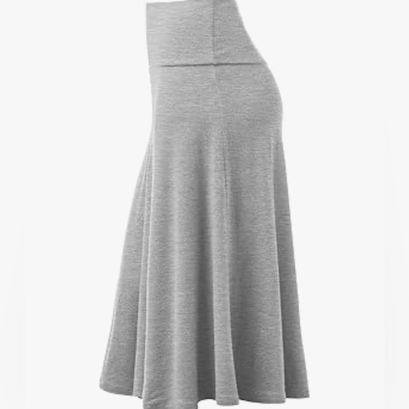 Women's Solid Ombre Lightweight Flare Midi Pull On Closure Skirt -h.grey 1105 - Picture 2 of 6